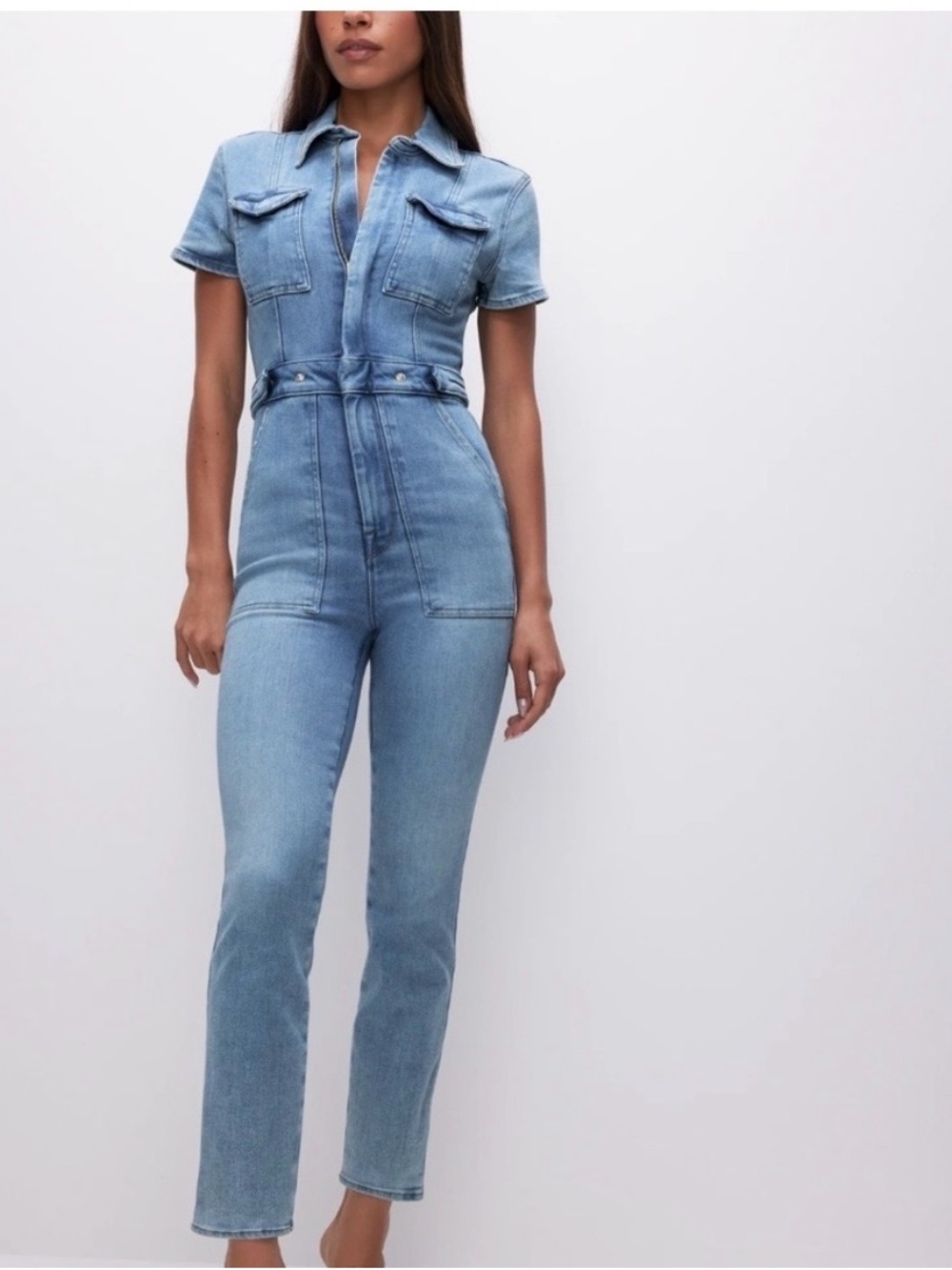Good American Light Blue Denim Jumpsuit Overalls